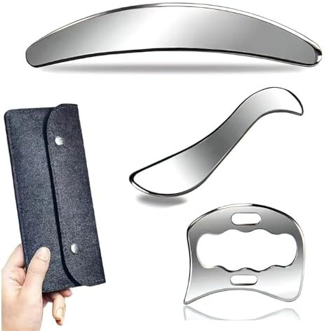 Gua Sha Edelstahl,3 in 1 Gua Sha Stein Gesichtswerkzeug,Schaber Massage Tool für physikalische Therapie,Derma Edge Massage Tool Schaber Tool,IASTM Tools für Muskelentspannung