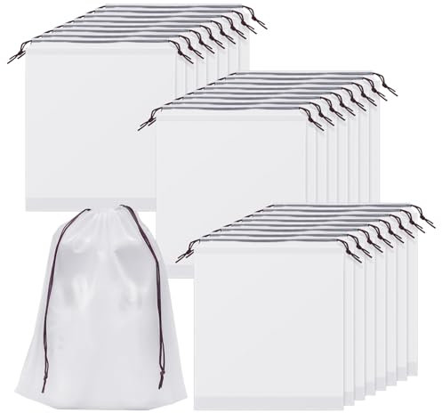 Meng Jiaran 24PCS Travel Shoe Bags Waterproof Shoe Storage Bags with Drawstring Multifunctional Translucent Dust Bags, Portable Shoe Organizer Pouch for Shoes Clothes Travel Accessories