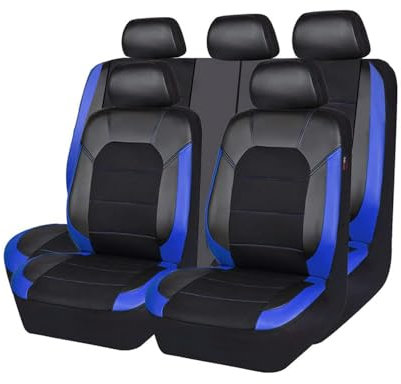 SAXCXCS 9 stück Leder Autositzbezüge Sets, für Opel Mokka/Mokka X 2012-2019 Sitzbezüge Set Allwetter Wasserdicht Atmungsaktiv Schonbezug Autozubehör,B/Blue