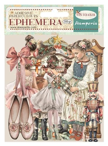 Stamperia - Ephemera for Scrapbooking, Albums, Cards, Bullet Journalling and More, Adhesive Paper Cut Outs, Easy to Apply, Perfect for Hobbies, Crafts and Gifting (The Nutcracker) (24 pieces)