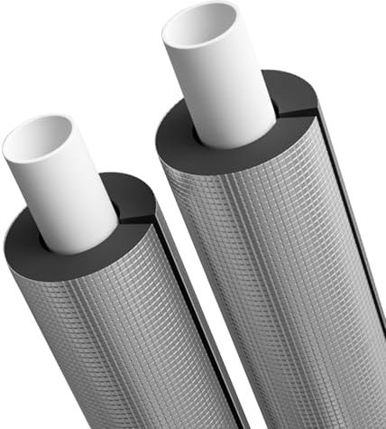 Auto-adhésif Isolation Tuyaux ID 16-60 mm Feuille D'aluminium Phonique Tube Manchon Anti-Gel Tube D'isolation pour Tuyau d'eau De Chauffage Climatisation épaisseur 10 mm(ID48mmxT10mmxL90cm)