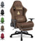 Vittanly Gaming Stuhl, Luxuriöser Wildlederimitat Gaming Chair Bürostuhl, Ergonomischer Schreibtischstuhl mit Fußstütze Kopfstütze und Lendenkissen, 3D Armlehnen, 90-155° Rückenlehne, Braun