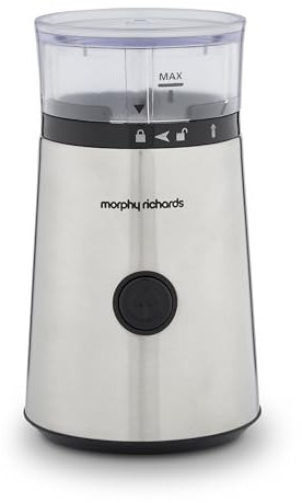 Morphy Richards Electric Coffee Grinder, One Touch Control, 60g Coffee Bean Capacity, Spice & Herb Grinder, Stainless Steel Body & Chopping Blade, Removable Grind Cup, 150W, 210252