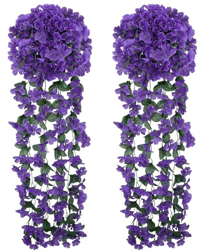 Zythrem 2 Pièces Faux Wisteria Vigne Plantes artificielles Plante Artificielle tombante Fleur Artificielle pour Les Décorations De Mariage Home Garden Party -Rose Fuchsia