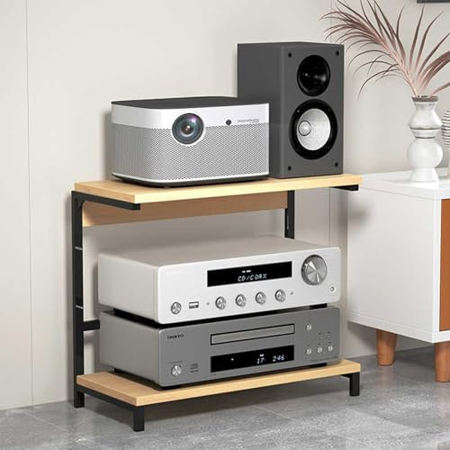 KUKIXKK Mini Audio Component Rack,Gaming Shelf,Media Stand,Easy To Assemble Audio Rack,Printer Rack,Small Double-layer Desktop Storage Rack,Amplifier Rack, Office Desk Copier Storage Rack