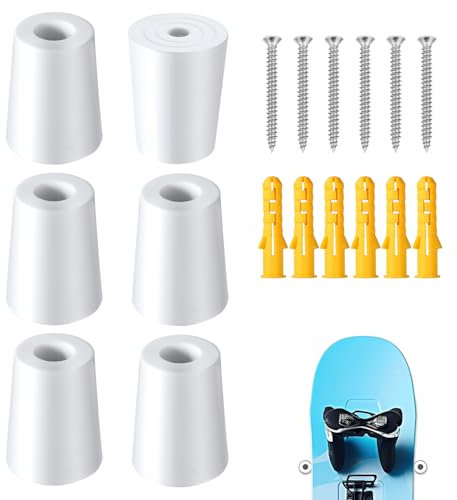 lasuroa 6stk Ski Vertikal Wandhalterung, Ski Wandhalterung Ski Board Wandhalterung mit Schrauben Spreizankern zur Sicheren Aufbewahrung und Präsentation Ihrer Skier Snowboards(Weiß)