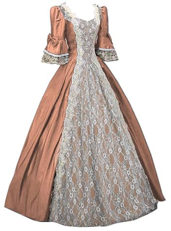 Damen Rokoko Ballkleid Gothic Viktorianisches Kleid Renaissance Kostüm Mittelalter Kleidung Kleid Mehrlagig Spitze Vintage Elegant Abendkleider Kleid Bodenlang Cocktailkleid Party A-Linie Kleid