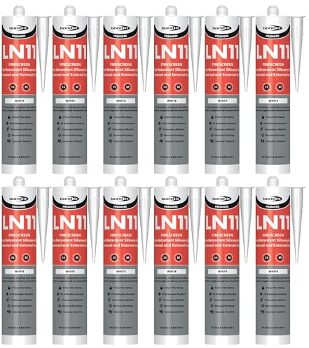 Bond It LN11 Firescreen Silicone Sealant – 12x White, 310ml | Fire Resistant Neutral Cure Sealant with 4-Hour Fire Rating | Primerless Adhesion – Minimal Shrinkage – UV & Weather Resistant