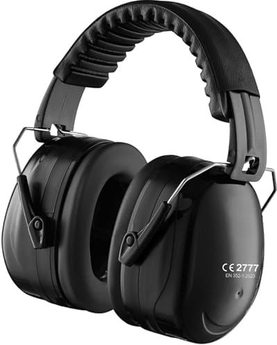 GUKOY Ear Defenders Adults, SNR 33 dB Hearing Protection for Shooting, Noise Cancelling Headphones for Autism, DIY, Mowing, Construction, Adjustable Ear Protectors for Men Women (Black)