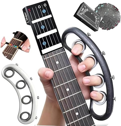 CISIYOO Gitarre-Akkorde-Karten, farbcodierte Noten-Aufkleber, tragbares Starter-Set