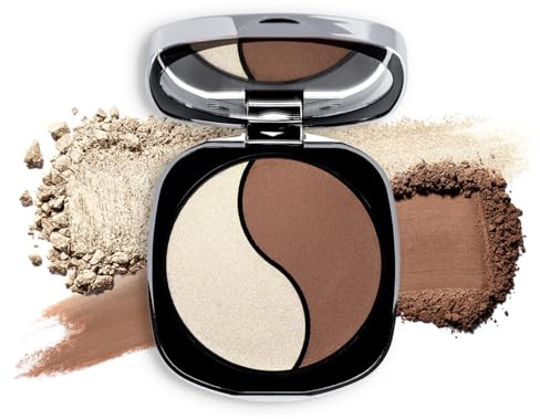 NÉO MAKE UP Palette Contouring Viso con Specchio - Palette Ombretti - Bronzer in Polvere & Illuminante Viso – Intense Serum Bronzing and Highlighting Powder- Tonalità Fredde - 02 ICE MILKSHAKE