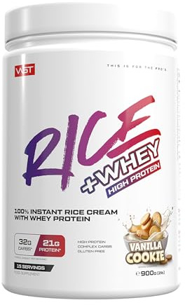 VAST RICE+WHEY – 900g – Instant Reispudding mit Whey Protein – Hoher Proteingehalt – Schnelle Zubereitung – Ideal als Frühstück oder Preworkout – Ohne Zuckerzusatz, glutenfrei (900g, Vanilla Cookie)