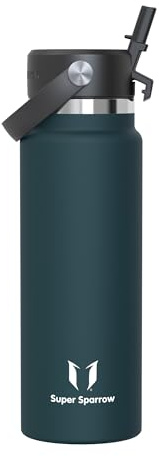 Sparrow Metal Water Bottle with Straw Insulated Water Bottles Drinks 1L | Stainless Steel Drinks Bottle, Leakproof & BPA Free Flask, SwivelSip Flex Straw Cap, Reusable Sports,Gym Outdoor Travel