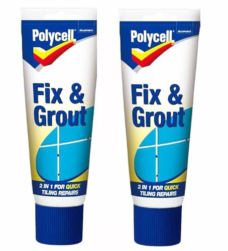 Polycell Tile Fix & Grout White 330g Tube – Pack of 2 | Ready Mixed Adhesive & Grout for Wall Tiles | Mould Resistant, Easy to Apply & Clean