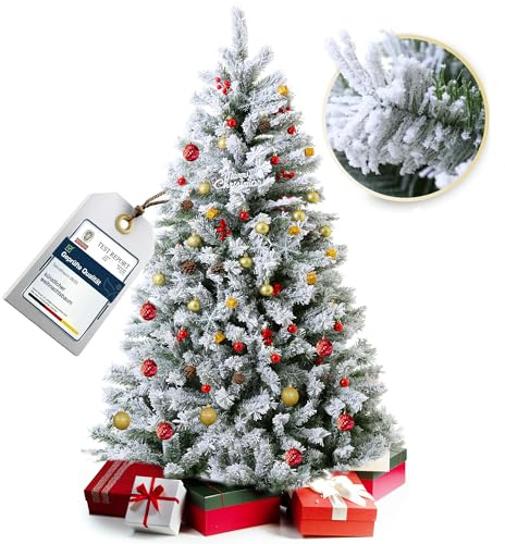 EVGN Künstlicher Weihnachtsbaum 240 cm – Schnee-beflockter Premium-Tannenbaum – Majestätisch & realistisch – Weihnachtsbaum mit Schnee für Innen – Langlebig & stabil mit Metallständer