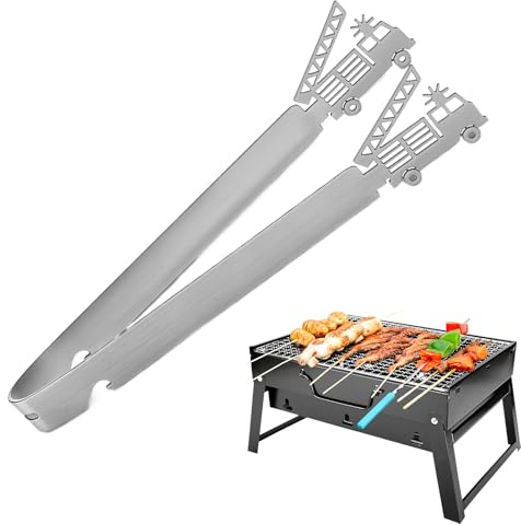 Pinza multifunzione per barbecue - Acciaio inossidabile 29 cm Modello di vigili del fuoco Lavabile in lavastoviglie, pratici per barbecue per uomini, nonni, cucina, casa, grigliate interne