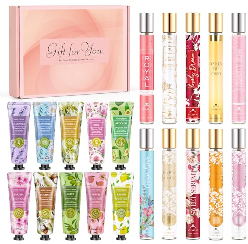 Premium Parfüm Geschenk Für Frauen, 10x35ml Mini Parfüm Damen+10 Mini Handcreme Set, Eau de Parfum für Damen Mit Süßem Blumen- Und Fruchtduft, Geschenke Für Sie Geburtstags Valentinstag Weihnachten