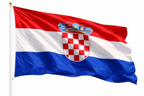 Bandera de Croacia - Copa del Mundo 2026 - Artículo para fans, poliéster resistente y ojales de metal - Copa del Mundo (Croacia 90 x 150 cm)
