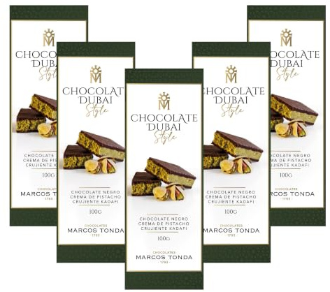 Chocolates Marcos Tonda - Chocolate Dubai Negro Pack 5 | Chocolate Negro Dubai Style | Dubai Chocolate 100g X 5 | Chocolates para Regalar