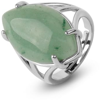 Natursteinringe for Frauen, verstellbar – personalisierter ovaler großer Amethyst-Achat-Ring, offener Ring mit Halbedelsteinen for Unisex
