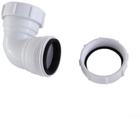PVC 40 mm 90 Grad Winkeladapter für Badewanne, Abfluss, Waschbecken, Abflussrohr und Duschwanne, Wasserablaufanschluss
