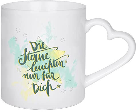 artboxONE Herztasse Die Sterne leuchten nur für Dich von Sylvie Wagner - Herztasse Typografie