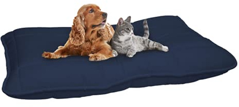 Cuscino per Cani e Gatti - Cuscinone 100x60cm, Made in Italy- Letto per Cane di Taglia Grande, Media e Piccola - Cuccia Materasso Imbottito in Morbida Microfibra Blu Scuro