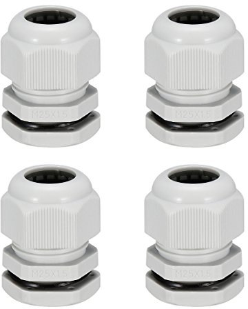 sourcing map 4Pcs M25 Cable Gland Waterproof Connector Plastic Wire Glands Joints White for 9mm-15mm Dia Wires