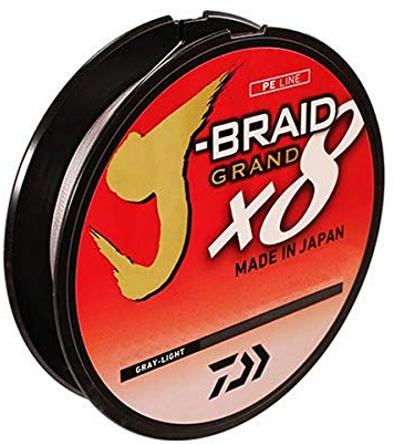 Daiwa, J-Braid x8 Grand geflochtene Schnur, 130 m, 13,6 kg getestet, 0,28 cm Durchmesser, hellgrau