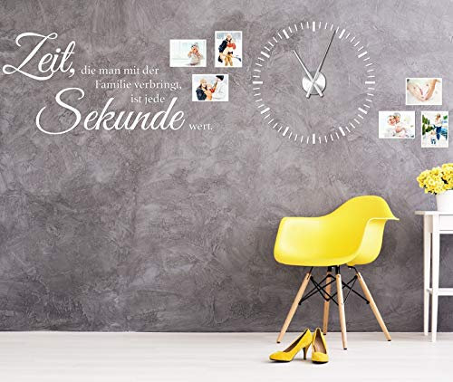 w-pkm267 xl 155x57cm Wanduhr Wandtattoo Familie Wandtattoo Zeit die man mit der Familie verbringt Wandsticker Wandtattoo Uhr mit Uhrwerk ohne Fotos, Größe: B155xH57cm (mit Uhrwerk)