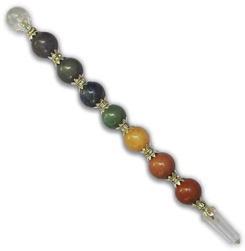Empyreal Crystal 7 Chakra Guérison Baguette Métaphysique | Bâton de guérison Puissant pour l'équilibrage de l'énergie et l'aura, Spirituel, Reiki (Baguette sphérique, 7 Chakra)