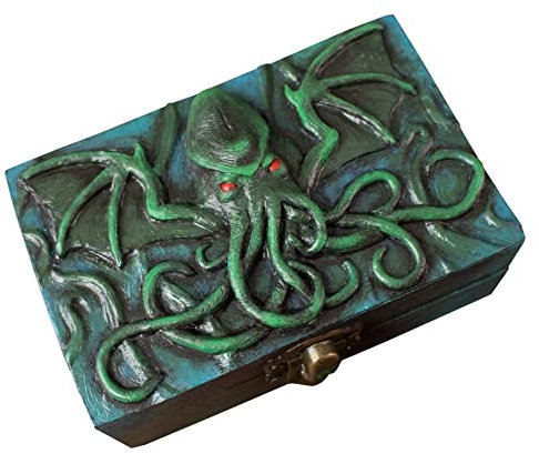 Cthulhu Lovecraft scatola porta dadi in resina e legno per D&D e gioco di ruolo