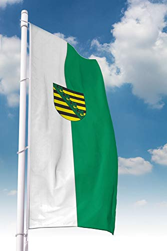 Deitert Bundesland-Flagge Sachsen – 80x200 cm Sachsen Fahne mit Wappen im Hochformat, Hissfahne aus reißfestem Polyester