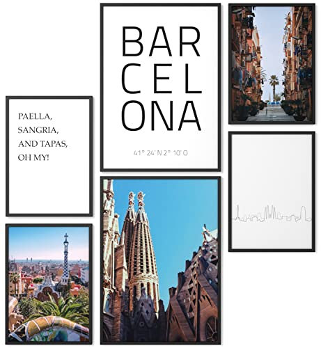 Papierschmiede® Mood Poster Set Barcelona, Bilder Wohnzimmer Deko Schlafzimmer, 2x DIN A4 und 4x DIN A5, Spanien Katalonien Stadt - Wandposter ohne Rahmen