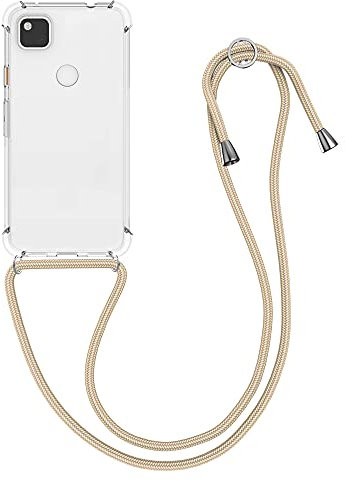 kwmobile Necklace Case kompatibel mit Google Pixel 4a Hülle - Silikon Cover mit Handykette - Band Handyhülle Gold
