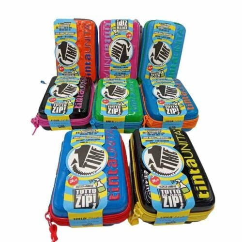 TINTA UNITA ASTUCCIO ONE TIME Completo a 3 scomparti 1 zip celeste