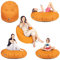 PATCH HOME Patchhome Sitzsack 2 in 1 Sitzkissen Bodenkissen für Erwachsene & Kinder - Gaming mit Füllung Kissen Sessel BeanBag (Ø 100cm, Orange)