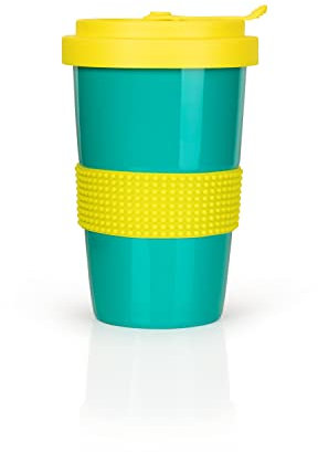 Mahlwerck Kaffeebecher to go aus Porzellan, Thermobecher, Isolierbecher, Coffeetogo Becher, auslaufsicherer Deckel BPA-Frei, 400 ml, glossy Lagoon Blue, Blau