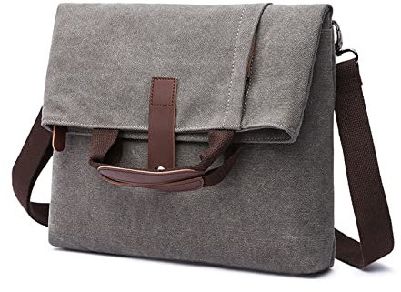 FANDARE Retro Umhängetasche Handtasche Schultertasche Herrentasche Segeltuch Kuriertasche Messenger-Bags Aktentasche für Herren Damen Arbeit Reise Schule Hochschule Arbeit Schulranzen Dunkelgrau