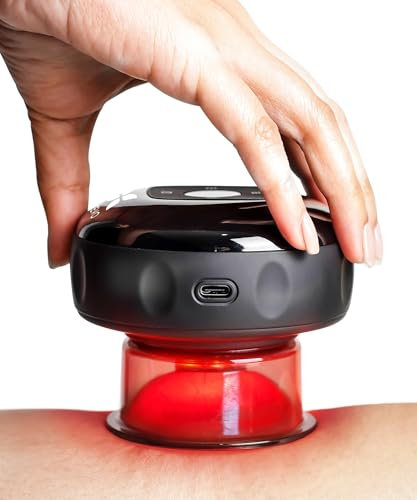 REVO - Massaggiatore intelligente 4 in 1 per terapia a coppettazione con luce rossa per alleviare il dolore mirato, nodi, dolori, dolori muscolari, circolazione e pelle più stretta | Kit elettrico