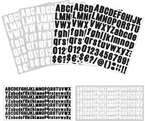 Vicloon Buchstaben Aufkleber, 8 Blätter Briefkasten Nummern Aufkleber, Selbstklebendes Vinyl Aufkleber, Selbstklebend Nummern, Schilder, Tür, Autos, Adress Nummer(Schwarz und weiß, 1 und 0,5)