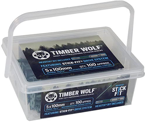 Timber Wolf Lot de 100 vis à bois extérieures Vert 5 x 100 mm