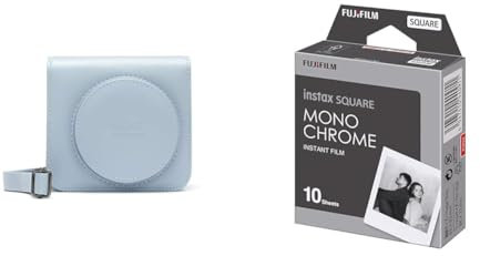 instax SQ1 - Funda para cámara de Fotos, Color Azul & Fujifilm Square Monocromo - Película instantánea, 10 Fotos