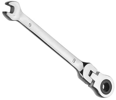 Leliafleury Llave de trinquete de 6 mm, llave combinada de cabeza flexible, llave métrica de acero al cromo vanadio pulido CR-V, 72 dientes, caja y anillo de extremo abierto, herramienta para