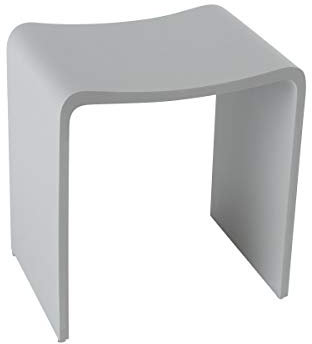 Four & More Badhocker Duschhocker Sitzhocker Duschstuhl Duschsitz Luxusbadhocker Design Kunststein Spa aus hochwertigem Solid Stone/Mineralguss/Kunststein Modell 'Rom', Oberfläche:Grau Matt