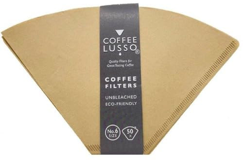Size 6/No.6/1x6 Coffee Filter Papers by COFFEE LUSSO, Cone Shaped, Unbleached, Eco Friendly (50)