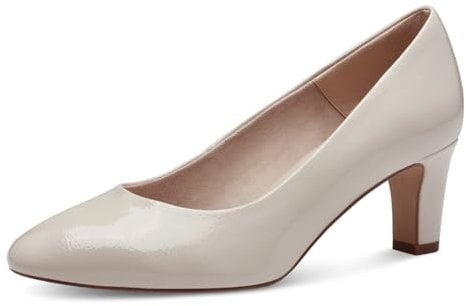 Tamaris Damen Pumps Vegan Blockabsatz; IVORY PATENT/beige; 39