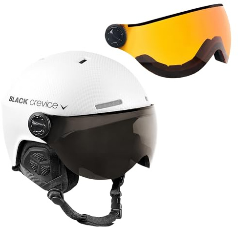 Black Crevice Arlberg Ski Helmet with 2 Visors, Carbon White/Grey, S (51-53)