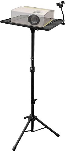 Sutekus Projector Stand Portable Projector Tripod with 180° Tilting Laptop Tripod Stand Adjustable From 22 to 90 with Phone Holder for Home Office Studio (Split Tray)
