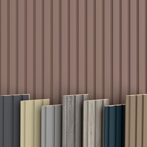 BEATS Lamellen 2,75m HEXIM - MDF Holz Lamellenwand Wandpaneele Lamellenverkleidung Wandverkleidung Lamellenpaneele Holzpaneele Natur (4 Paneele & Zubehör, Beats De Luxe Mauve)